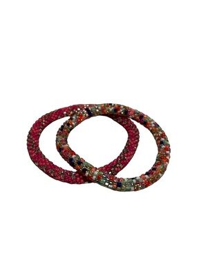 Beaded Multi-Color and Pink Stackable Bracelets - Women Jewelry